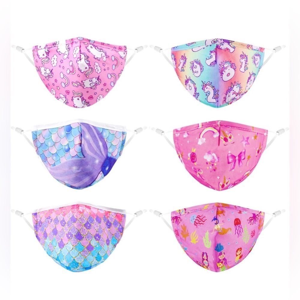 Woplagyreat 6 pack of girls masks, mermaid/sea, 3.9 in x 12.6 in
